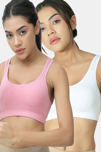 Buy Lady Lyka Soft Strechable Sports Bra (Pack of 2) - Multicolor